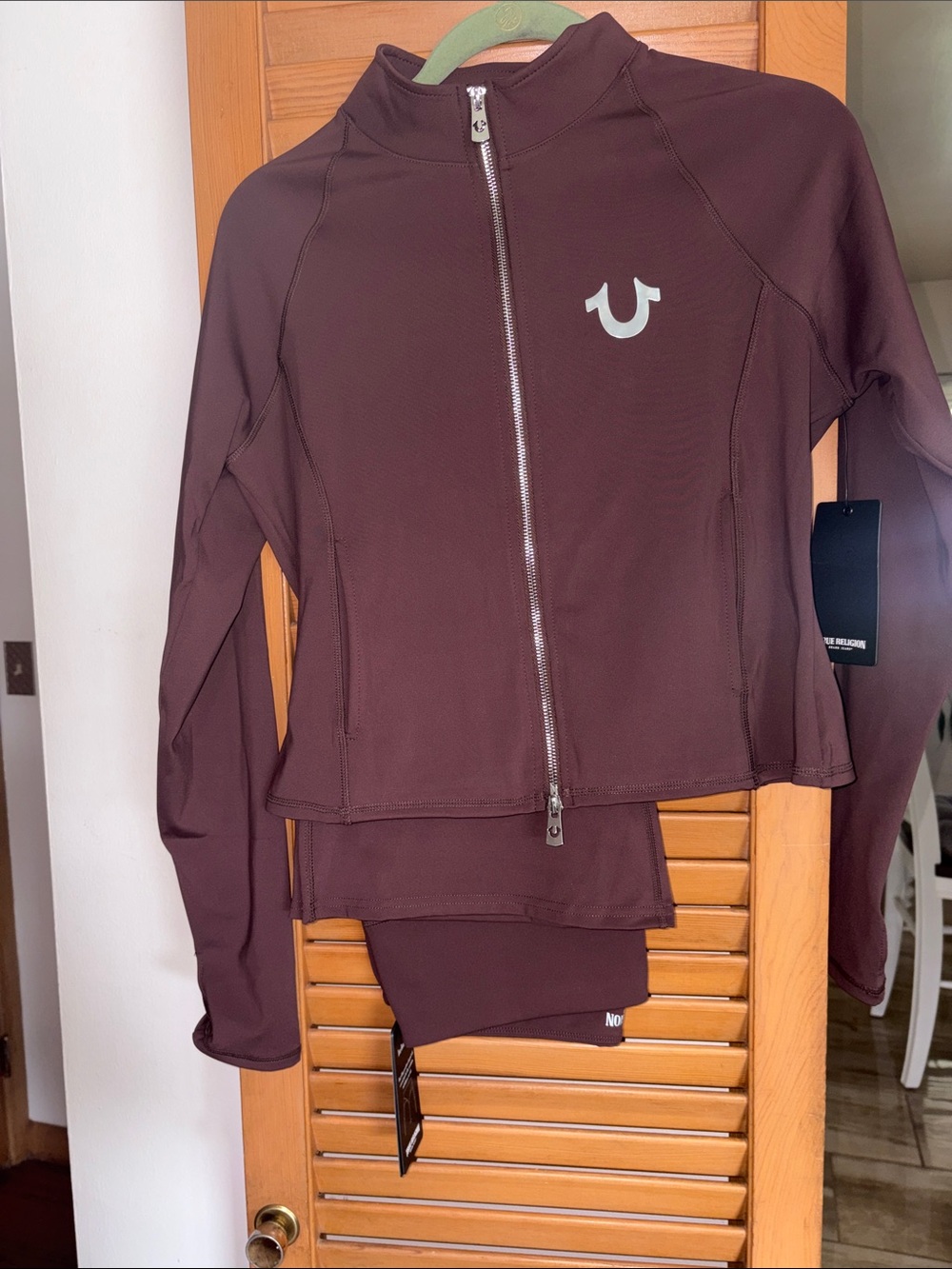 True Religion Deep Mahogany Full-Zip Athletic Jacket and Boot Cut Leggings
